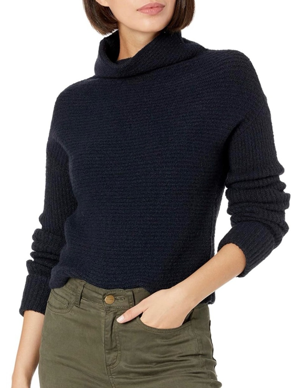 Daily Ritual Black Funnel Neck Pullover Sweater Medium